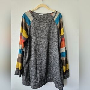 Egs California Gray Top Striped Long Sleeves 1XL